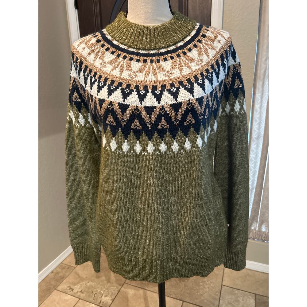 NWOT Tommy Hilfiger Nordic Snowflake Olive Metallic XL Sweater